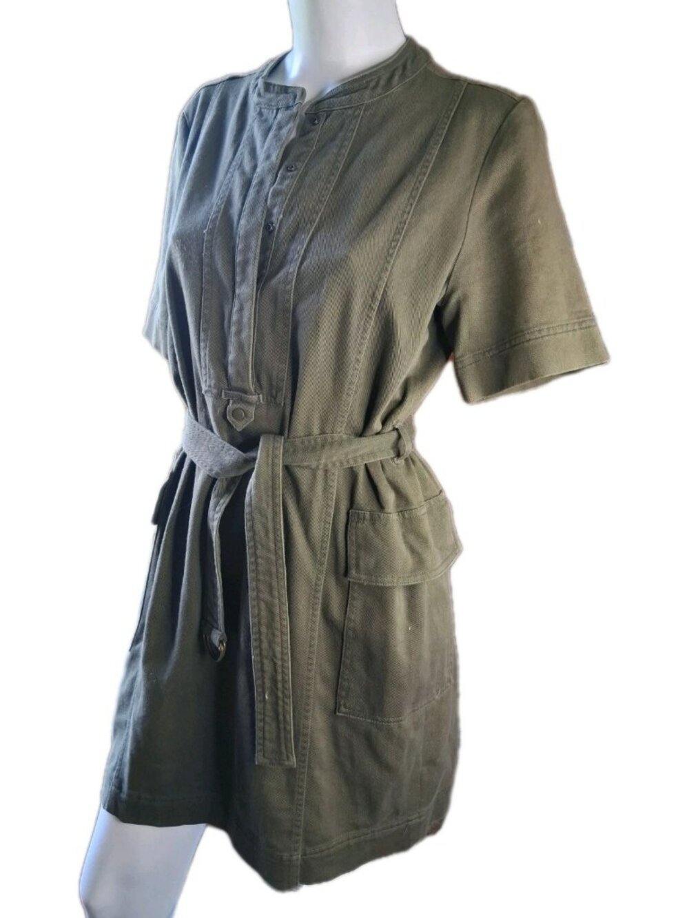 BANANA REPUBLIC COTTON BUTTON DOWN DRESS Women’s sz 8 Army Khaki Green